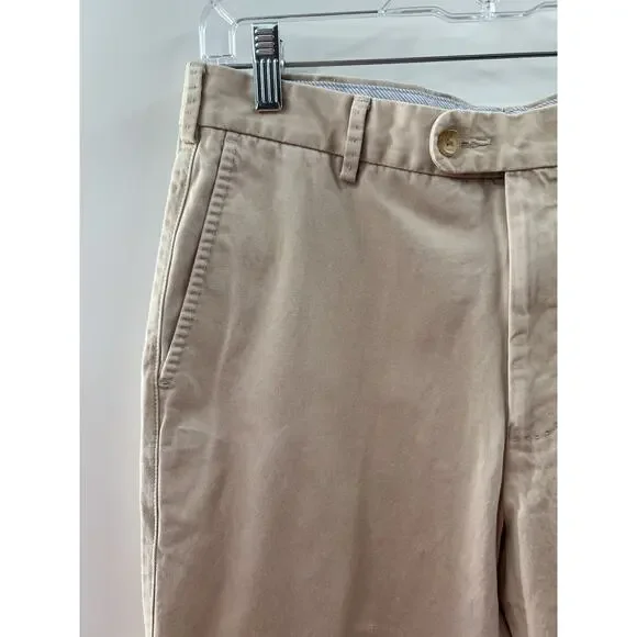 Peter Millar Men’s Beige 100% Pima Cotton Khakis Flat Front Straight Leg Size 33